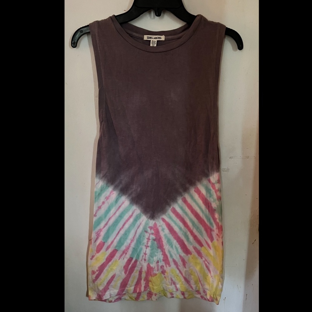 🌞 Billabong sleeveless t-shirt dress tie-dye / dip-dye grey and tie-dye